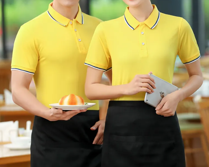 黃色酒店職業(yè)裝展示，酒店服務(wù)員制服